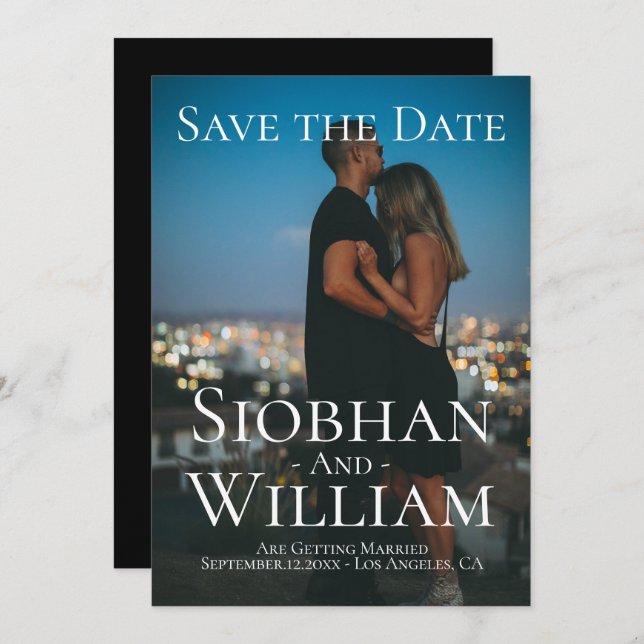 Modern Save The Date Personalised Photo Invitation (Front/Back)
