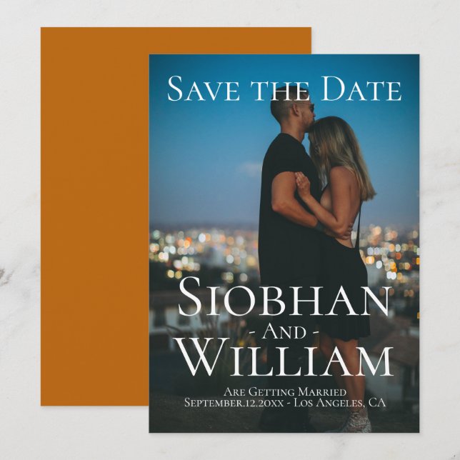 Modern Save The Date Personalised Photo Invitation (Front/Back)