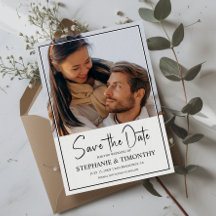 Modern Save The Date Photo Announcement Card