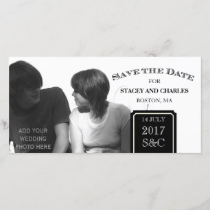 Modern Save the Date Photo Cards Black and White