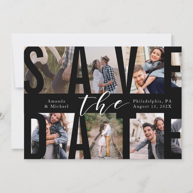 Modern Save the Date Photo Collage Invitation (Front)
