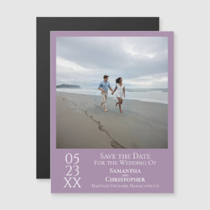 Modern Save the Date Photo Lavender Magnet
