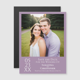 Modern Save the Date Photo Lavender Magnet