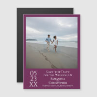 Modern Save the Date Photo Magenta Magnet