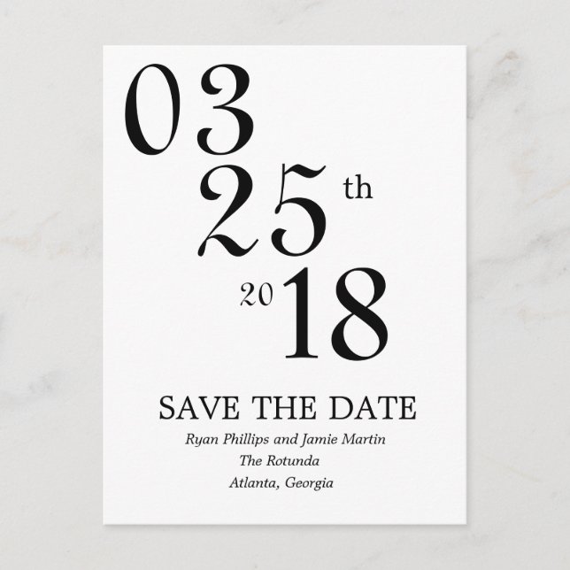 Modern Save the Date Post Card (Front)