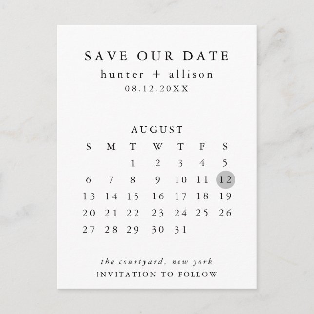 Modern Save the Date Postcard (Front)