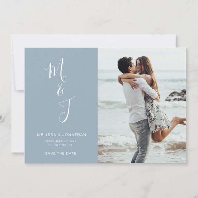 Modern Save The Date Powder Blue (Front)