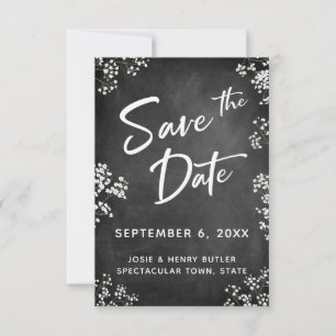 Modern Save the Date w/ Baby's Breath & Chalkboard RSVP Card