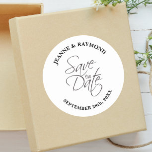 Modern Save The Date Wedding Announcement Custom Classic Round Sticker