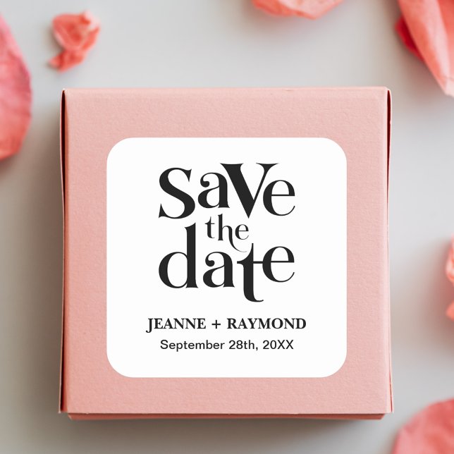 Modern Save The Date Wedding Announcement Square Sticker (Creator Uploaded)