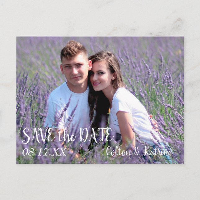 Modern Save the Date Wedding Photo Template Postcard (Front)