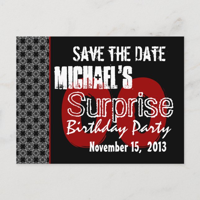 Modern Save the Date Year Surprise Party W1983 Announcement Postcard (Front)