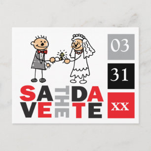 Modern Save The Dates Bride Groom Engagement Ring Postcard