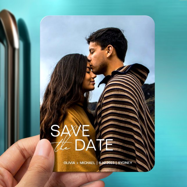 Modern save the dates wedding invitation template magnet (Creator Uploaded)