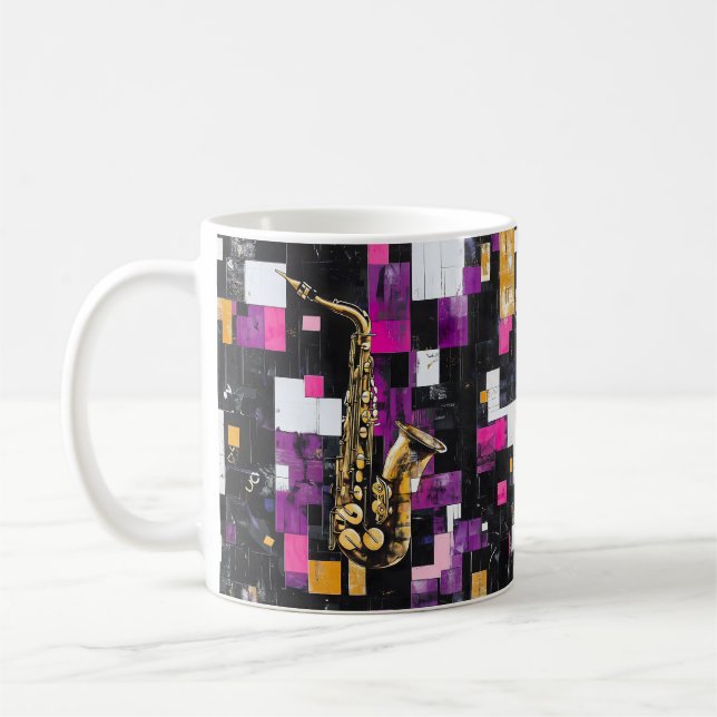 Modern saxophone coffee mug (Left)