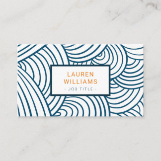 Modern scale pattern indigo blue wave business card