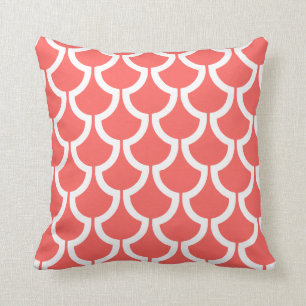 Modern Scales Geometric coral white Cushion