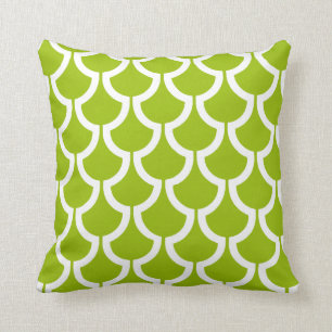 Modern Scales Geometric lime green white Cushion