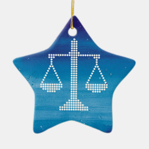 Modern Scales of Justice   Winter Ceramic Tree Decoration