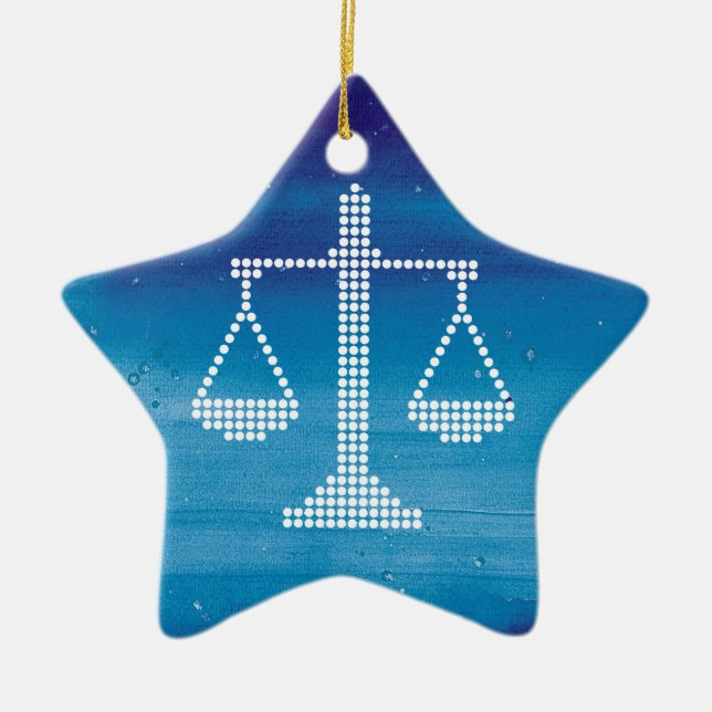 Modern Scales of Justice | Winter Ceramic Tree Decoration (Front)