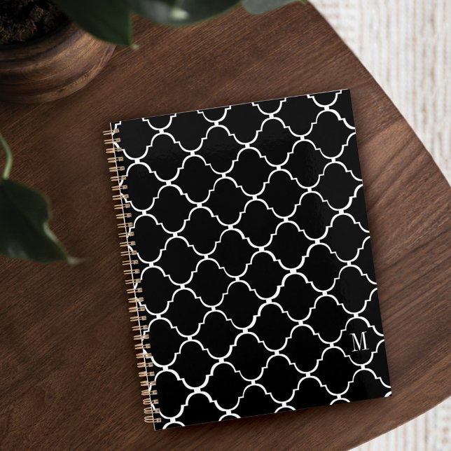 Modern Scallop Monogram Black & White Pattern Planner (Creator Uploaded)