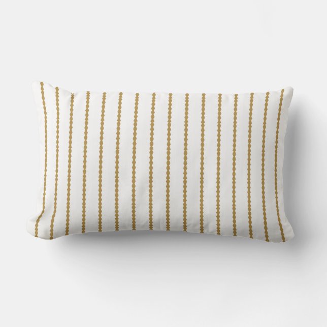 Modern Scalloped stripes, elegant gold and white Lumbar Cushion (Front)
