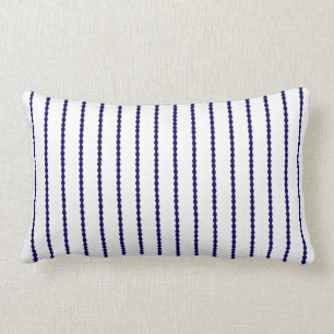 Modern Scalloped stripes, navy blue and white Lumbar Cushion