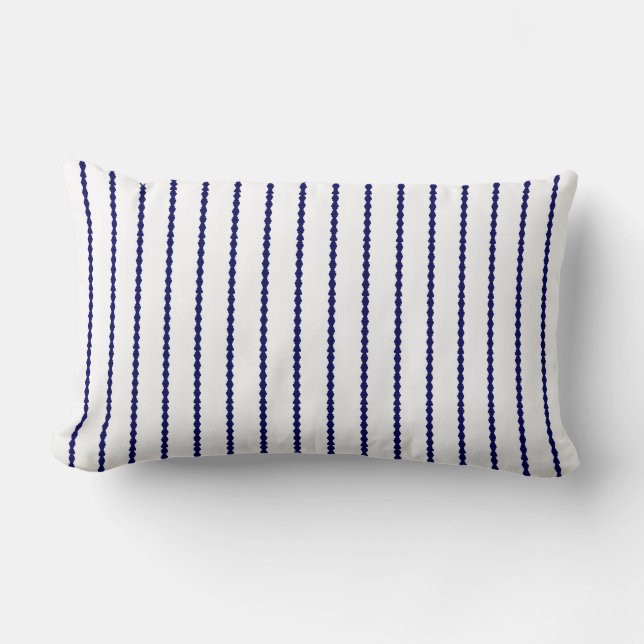 Modern Scalloped stripes, navy blue and white Lumbar Cushion (Front)