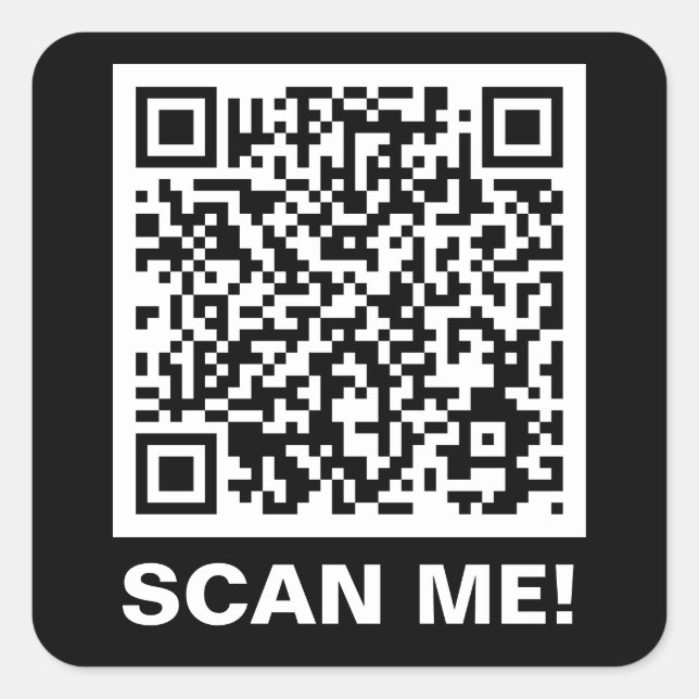 Modern Scan Me Custom QR Code Promotional Business Square Sticker (Front)