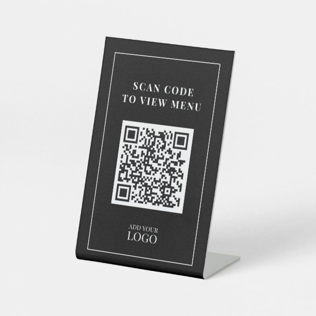 Modern Scan Menu QR Code Pedestal Sign (Front)