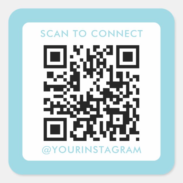 modern scan to connect marketing scannable qr code square sticker (Front)