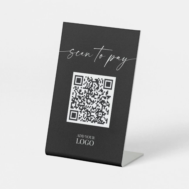 Modern Scan to Pay QR Code Pedestal Sign (Front)
