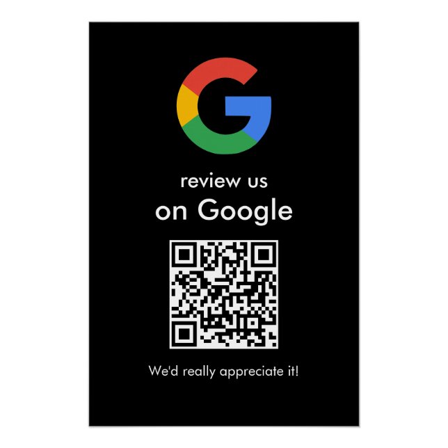 Modern Scan to Review Google QR Code Business Sign (Front)