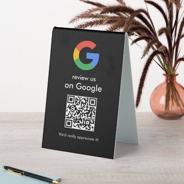 Modern Scan to Review Google QR Code Business Sign (In SItu (Table))