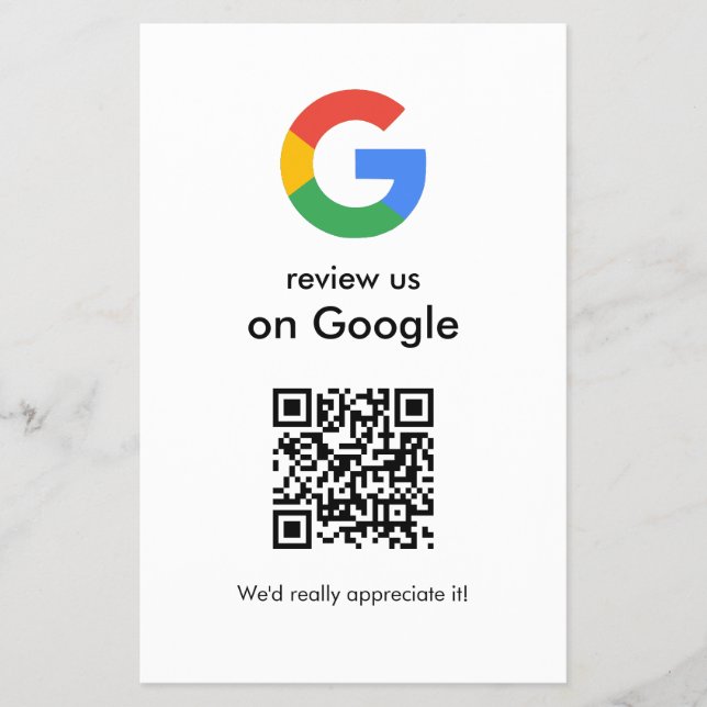 Modern Scan to Review Google QR Code Business Sign Flyer (Front)