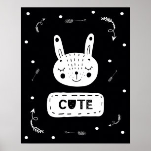 Modern scandi cute Bunny Nursery Poster