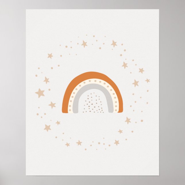 Modern scandi cute rainbow with stars Nursery Poster (Front)