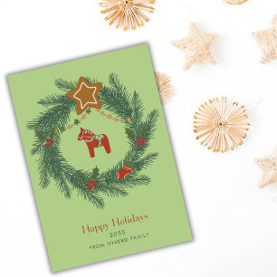 Modern Scandi Festive Christmas Greetings Green  Holiday Card