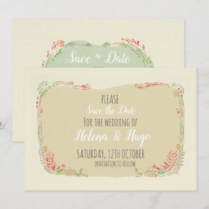 Modern scandi floral wreath Wedding  Save The Date