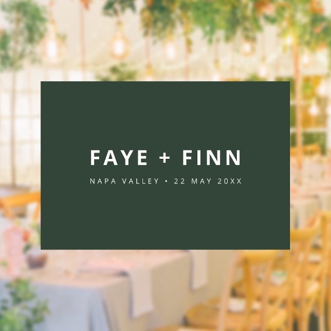 Modern Scandi | Forest Green Minimal Wedding Window Cling (Creator Uploaded)