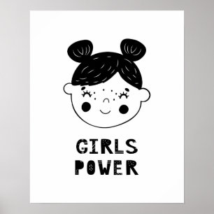 Modern scandi Girls power nursery Poster