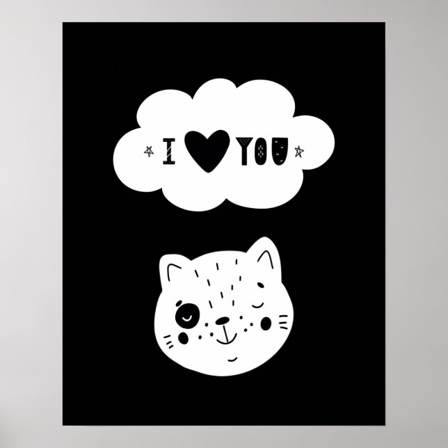 Modern scandi  kitten love you  nursery poster (Front)