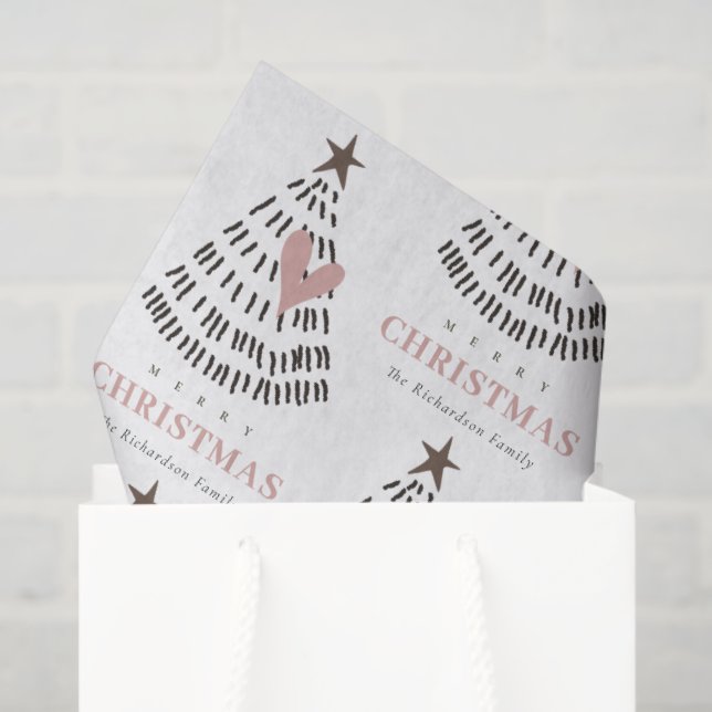 Modern Scandi Minimal Blush Heart Christmas Tree Tissue Paper (Gift Bag)