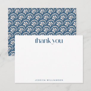 Modern Scandinavian Blue Floral Bridal Shower Thank You Card