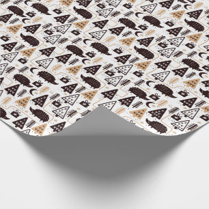 Modern Scandinavian Christmas Hedgehog Pattern Wrapping Paper