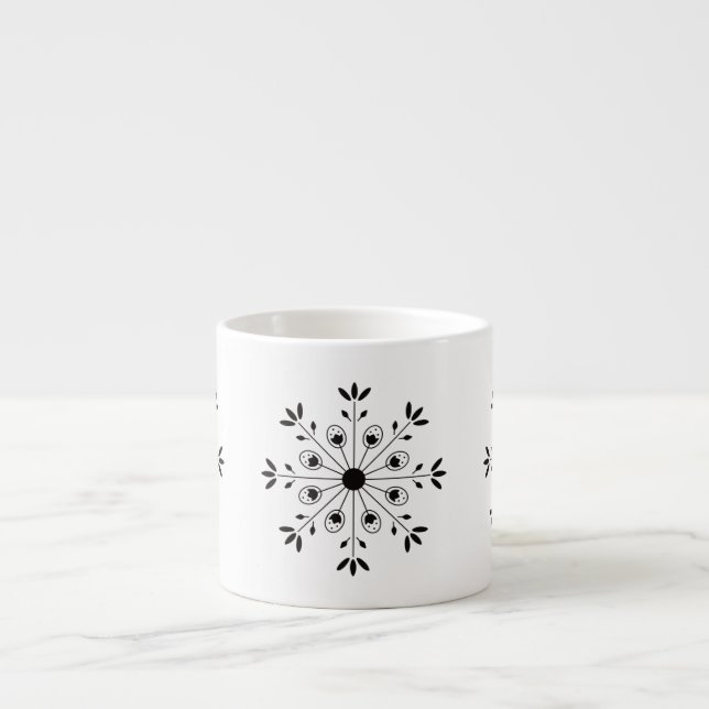 Modern Scandinavian Christmas Snowflake Espresso Cup (Front)