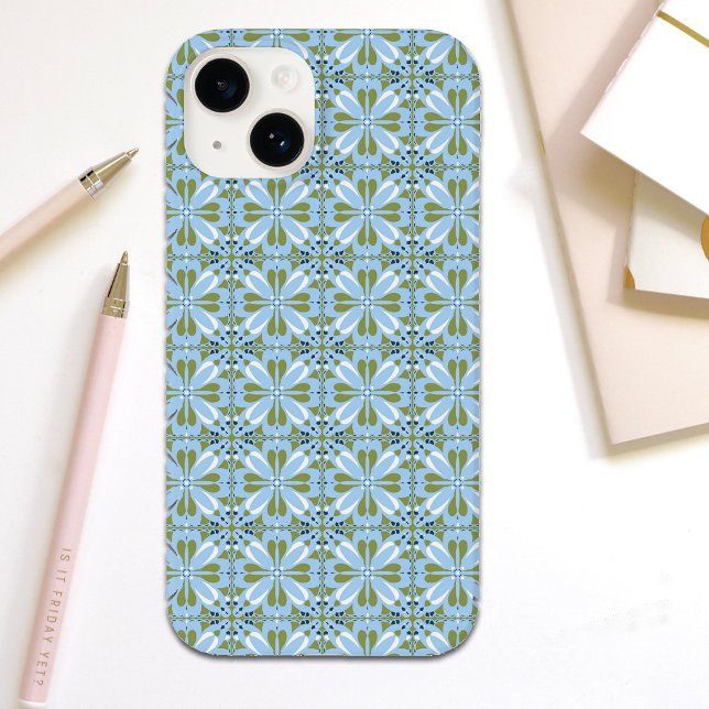 Modern Scandinavian Design Blue Olive Green Case-Mate iPhone Case (Creator Uploaded)