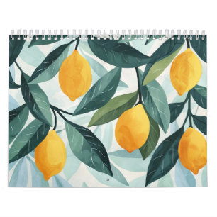 Modern Scandinavian Floral Fruit   Folk Art Wall Calendar