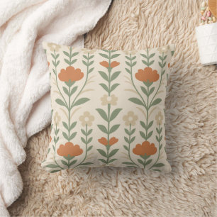 Modern Scandinavian Floral Throw Pillow