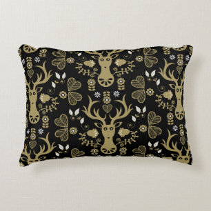 Modern Scandinavian Folk Art Deer Decorative Cushion
